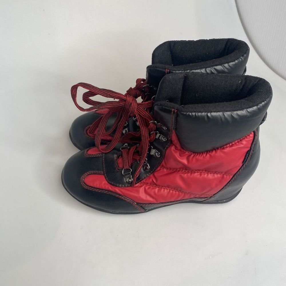 Sporto Sheila 8.5 Quilted Maroon Red Black Water Repellant Lace Up Ankle Boots - Picture 9 of 16